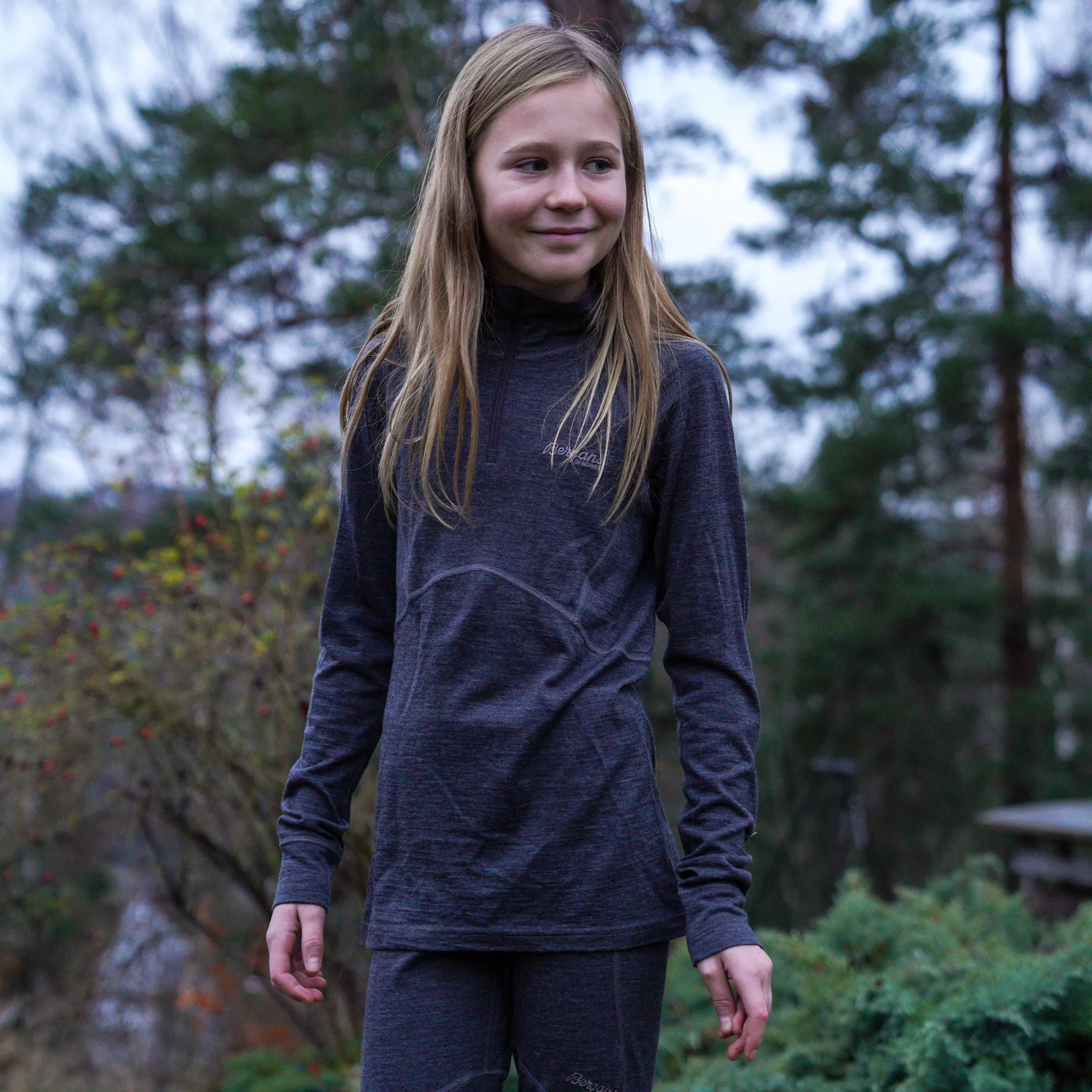 Bergans Inner:Pure Youth Half Zip - ^Kids Wool baselayers